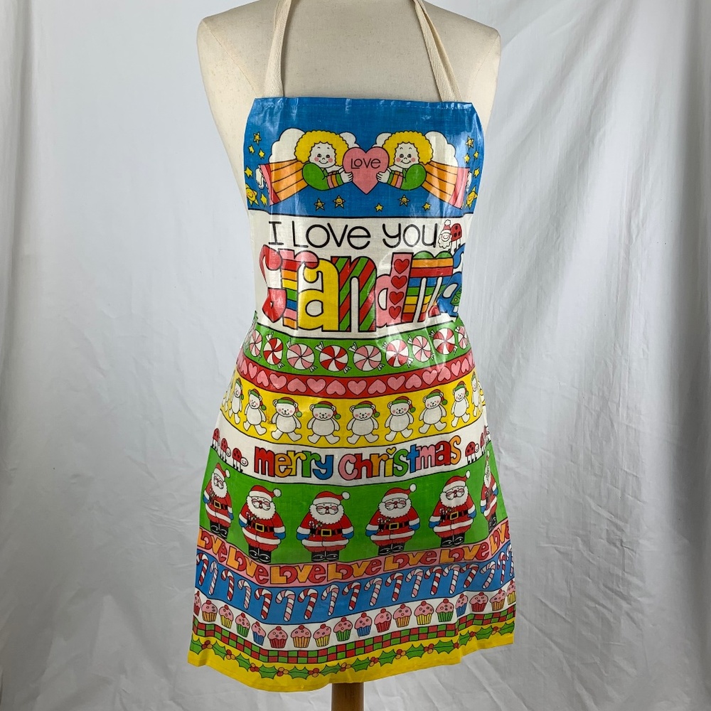 Vintage 1983 Enesco Christmas Adult I Love Grandmother Apron by Chris Davenport